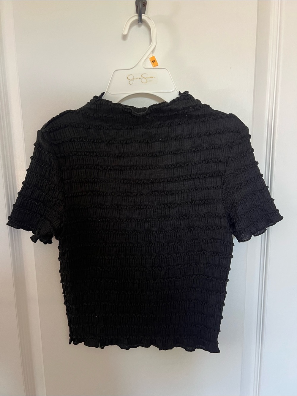 Kids Black Smocked Short Sleeve Top